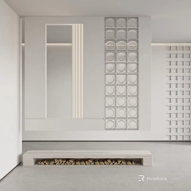 Modern Home Interior Partition With Geometric Patterns And White Decorative Design 3d model