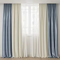 Simple Curtain Gauze Curtain Cream Style Nordic Style Silk Satin Curtain 3d model