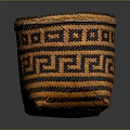 Stylish Woven Storage Basket with Orange and Black Geometric Pattern Design