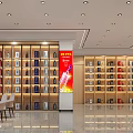 Tobacco and Alcohol Store Interior With Shelves Counter Green Plant Decoration And Bright Lighting