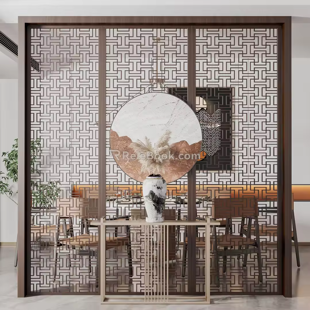 New Chinese-style partition porch partition 3d model