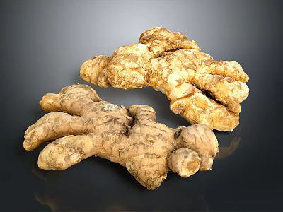 Fresh Organic Ginger Roots With Natural Brown Texture And Raw Appearance 3d model