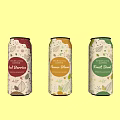 Refreshing Natural Beverage In Colorful Cans With Red Berries Honey Green Tea Flavors