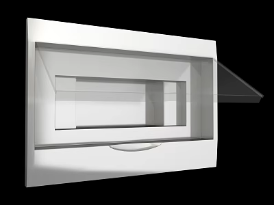 Industrial Equipment With White Enclosure Tilted Open Lid And Internal Compartments 3d model