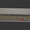 Industrial Control Console With Multiple Green Screens Circular Gauge And Storage Cabinets