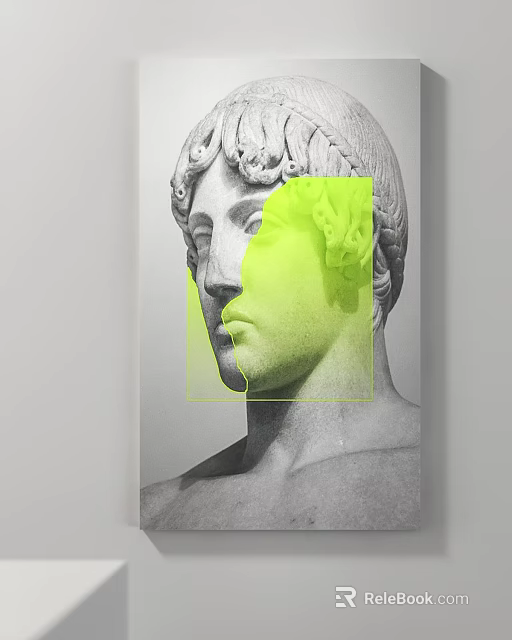 Classical Marble Statue With Green Geometric Overlay On Abstract Face Design 3d model 