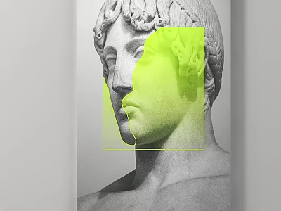 Classical Marble Statue With Green Geometric Overlay On Abstract Face Design 3d model