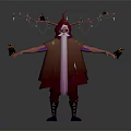 Mystical Cloaked Character With Branch Like Head Appendages And Small Bird Companion Creatures