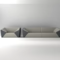 Modern Light Gray and Dark Gray Sofa Set With Sleek Geometric Armrest Design 3d model