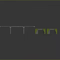 Modern Scene Components Design With Long White Structure And Green Base Modules
