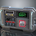 Sci Fi Industrial Control Panel With Metallic Casing Handles Green Text Screen And Buttons 3d model