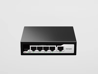 High Speed Black 5 Port Switch With Ethernet Ports For Network Connectivity 3d model