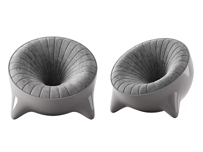 Modern Single Sofa With Curved Design And Gray Velvet Upholstery For Living Room 3d model