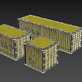 Three Yellow NOVA Containers for Household Items Storage with Metal Structure