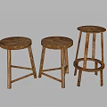 Modern Bar Stool Low Stool Bar Chair Round Stool Log Stool 3d model
