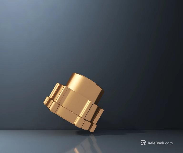 Golden Modern Sculpture Carving With Geometric Shape And Smooth Metallic Surface 3d model 