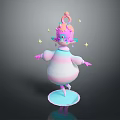 Cute Game and Movie Character with Pastel Pink Blue Gradient Star Hat Elf Ears and Floating Stars