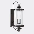 Vintage Black Metal Wall Sconce With Cylindrical Clear Glass Shade And Candle Bulbs