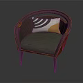 Stylish Leisure Chair With Rattan Frame Green Cushion Geometric Pattern Pillow And Metal Legs