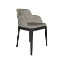 Modern Light Gray Linen Upholstered Dining Chair With Dark Brown Solid Wood Legs