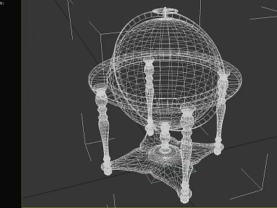 Decorative Ornament Set Featuring Globe On Stand With Elegant Base For Home Decoration 3d model