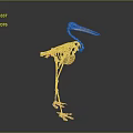 Detailed Animal Skeleton of Bird in Standing Pose with Long Beak and Legs