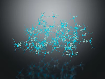 Advanced Medical Device with 3D Detailed Blue Neuronal Network Structure for Neurological Studies 3d model