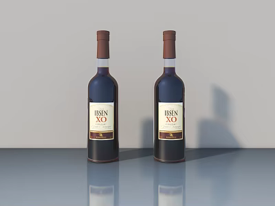 Risen XO Premium Liquor Bottles With White Labels On Gray Countertop Surface 3d model
