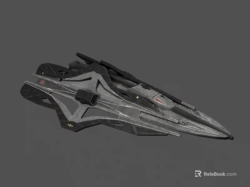 Futuristic Spaceship 3D Model With Sleek Metallic Structure And Sharp Design 3d model 