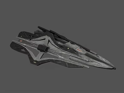Futuristic Spaceship 3D Model With Sleek Metallic Structure And Sharp Design 3d model