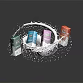 Colorful Milk Cartons With Splashing Milk Effect And Multiple Colors On Dark Background
