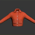 Red Knitted Jacket With Collar Buttons And Pockets For Casual Style 3d model