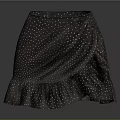 Elegant Dark Gray Skirt With White Polka Dots And Ruffled Hem Design