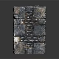 Rustic Stone Brick Box Structure With Handcrafted Textured Exterior Surface Design 3d model
