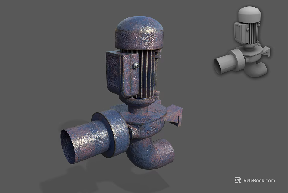 Industrial Equipment Pump Motor Unit With Metal Structure And Piping Connection 3d model 