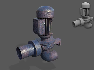 Industrial Equipment Pump Motor Unit With Metal Structure And Piping Connection 3d model