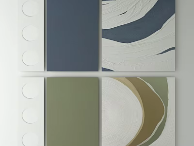 Abstract Canvas Wall Art With Blue Gray Green Tones And Circular Patterns 3d model