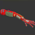 Red Bionic Robotic Arm With Mechanical Joints And Electronic Components 3d model