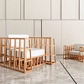 Modern Single Sofa With Geometric Wooden Frame And White Cushion Interior Design