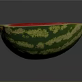 Fresh Ripe Watermelon Half Cut With Red Flesh Black Seeds And Green Rind