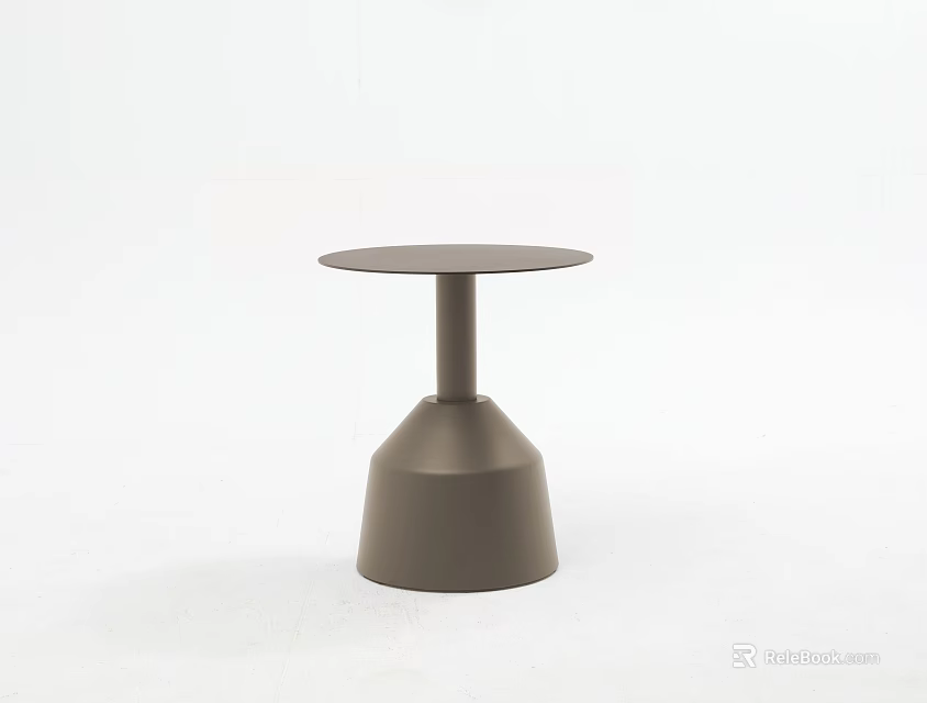 Minimalist Brown Coffee Table With Round Top And Conical Base 3d model