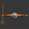 Game Movie Character With Golden Crown White Beard Orange Arms Blue Mermaid Tail Outstretched Arms