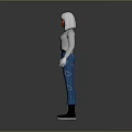 3D Character Model With White Long Sleeve Top Red Mask Blue Pants And Black Boots