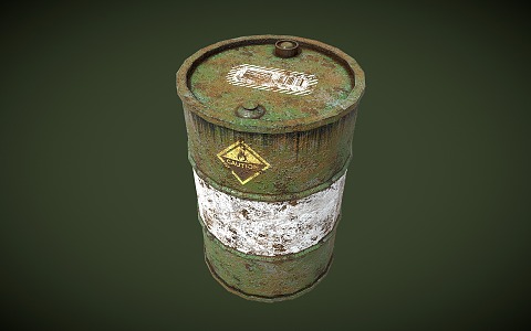 Industrial LOFT Oil Barrel Iron Barrel Old Oil Barrel 3d model