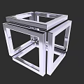 Abstract Geometric Metal Sculpture Carving with Interlocking Cube Frames and Shiny Surface Design