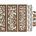 Wooden Carved Room Dividers With Floral Patterns And Multiple Panel Designs