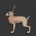 Cute Cartoon Rabbit 3D Model With Pink Fur Long Ears And White Details