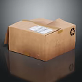 Eco Friendly Brown Cardboard Box For Household Items With Label And Recycling Symbol