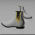 Stylish White Ankle Boots With Golden Decorative Patterns Textured Upper And Sleek Design 3d model