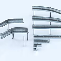 Stacked Metal Curved Road Facility Components With Multi Layer Structure For Roads 3d model